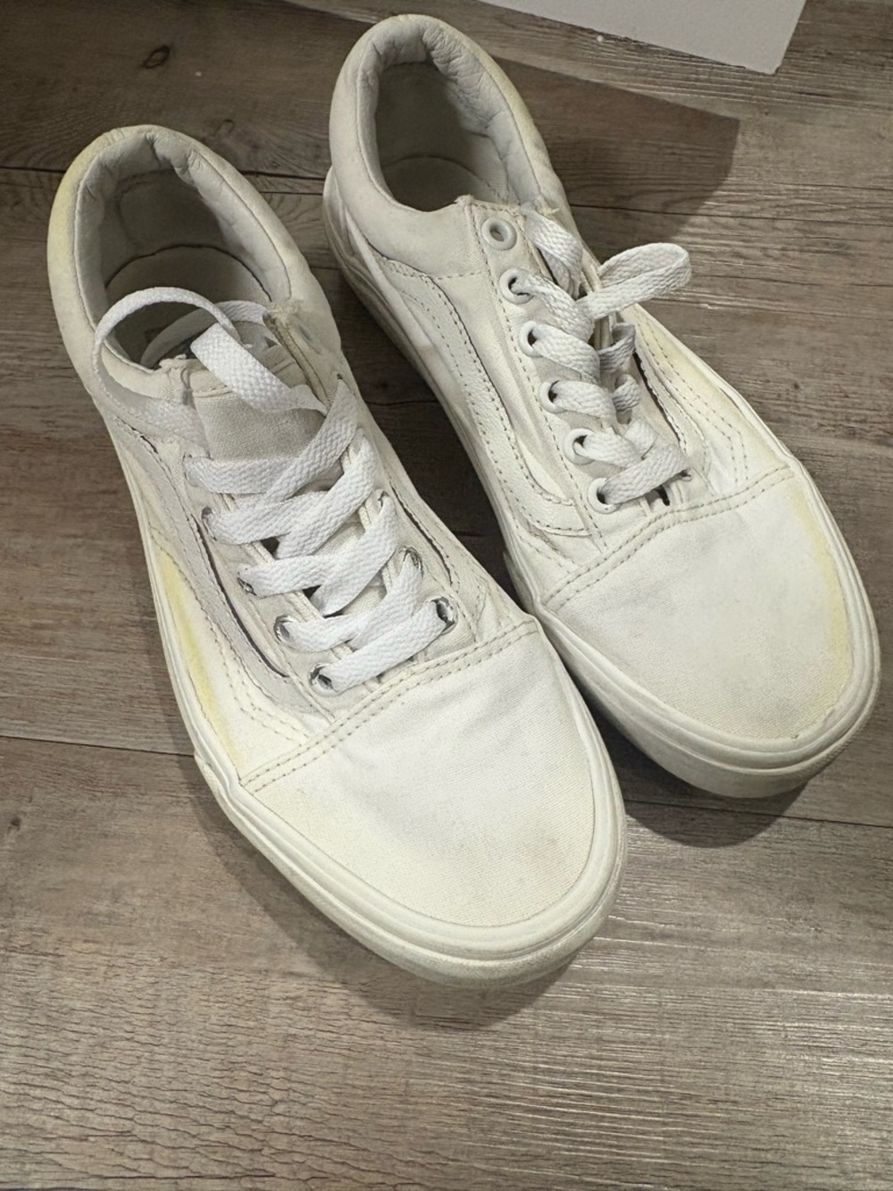 All white old skool vans w 7.5 / 38 eu monochrome - Picture 3 of 6